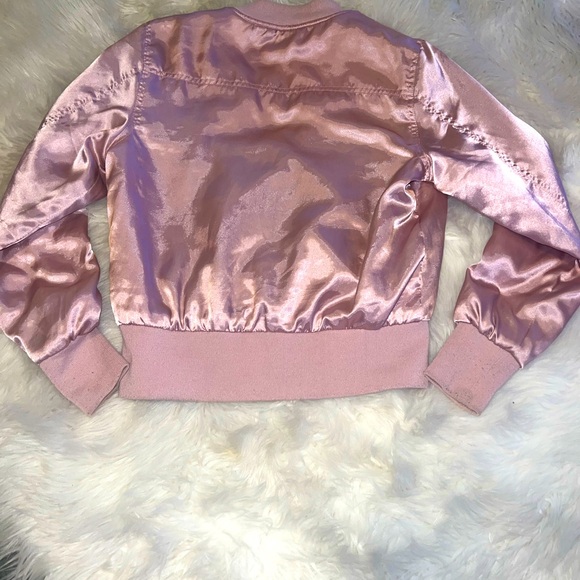 Pink Satin Bomber Rose Gold Zipper Charlotte Russe - Picture 7 of 9